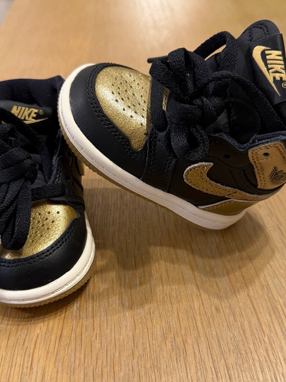 Jordan Kids Black and Gold High-Top Sneaker